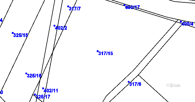 Parcela st. 317/15 v KÚ Podolí u Bouzova, Katastrální mapa