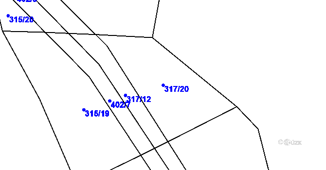 Parcela st. 317/20 v KÚ Podolí u Bouzova, Katastrální mapa