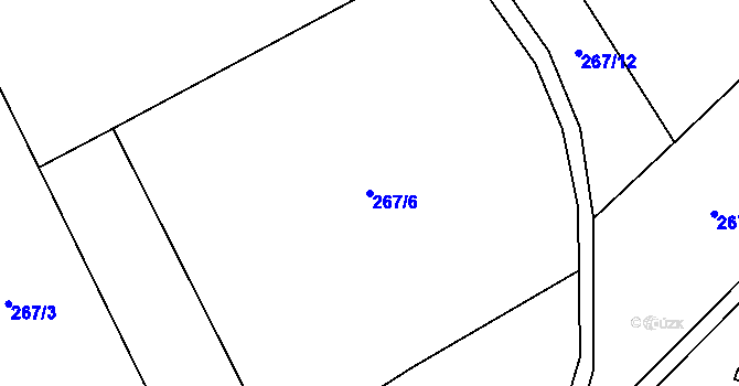 Parcela st. 267/6 v KÚ Podolí u Bouzova, Katastrální mapa