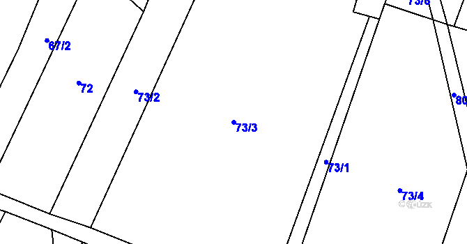 Parcela st. 73/3 v KÚ Podolí u Bouzova, Katastrální mapa