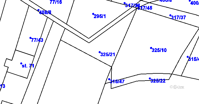 Parcela st. 325/21 v KÚ Podolí u Bouzova, Katastrální mapa