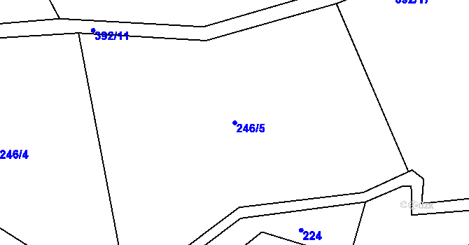 Parcela st. 246/5 v KÚ Podolí u Bouzova, Katastrální mapa