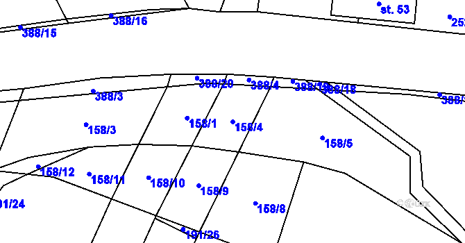 Parcela st. 158/4 v KÚ Podolí u Bouzova, Katastrální mapa