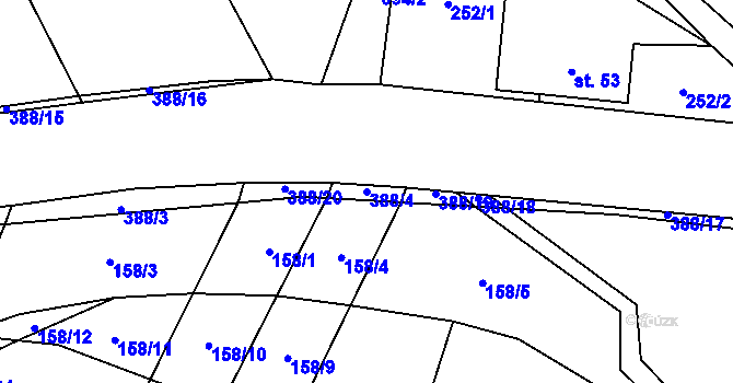 Parcela st. 388/4 v KÚ Podolí u Bouzova, Katastrální mapa