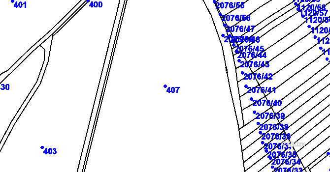 Parcela st. 407 v KÚ Podolí u Přerova, Katastrální mapa