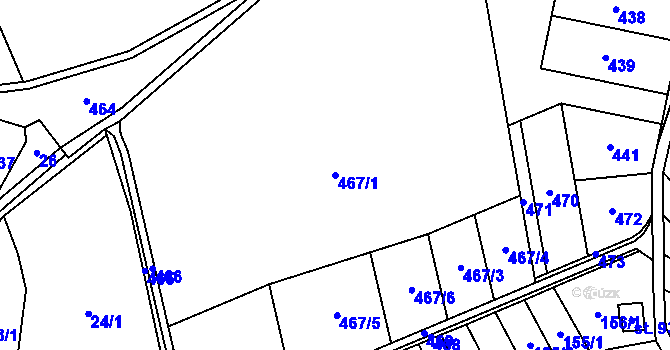 Parcela st. 467/1 v KÚ Podolí u Přerova, Katastrální mapa