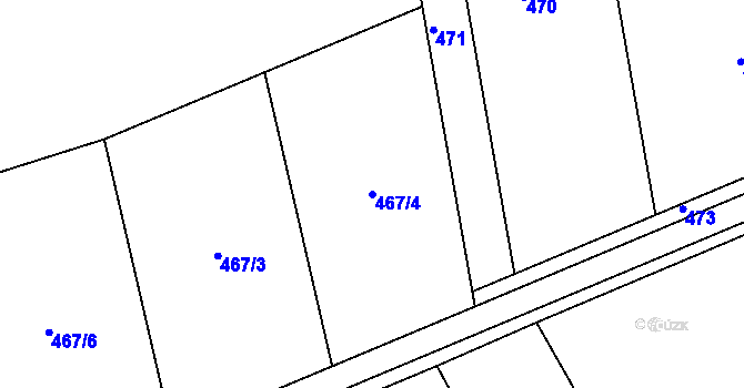 Parcela st. 467/4 v KÚ Podolí u Přerova, Katastrální mapa