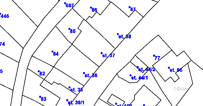 Parcela st. 37 v KÚ Podolí u Přerova, Katastrální mapa