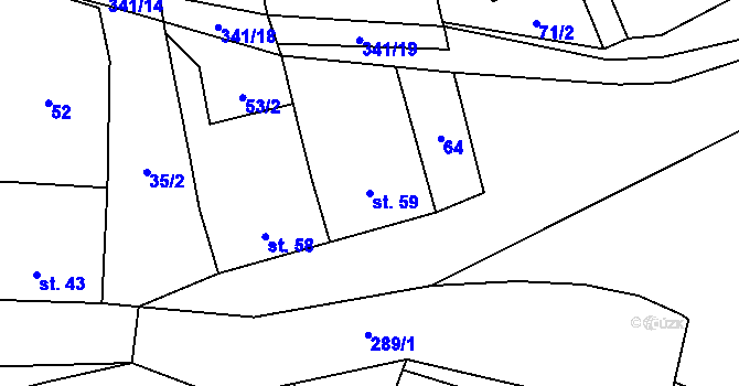 Parcela st. 59 v KÚ Podolí u Přerova, Katastrální mapa
