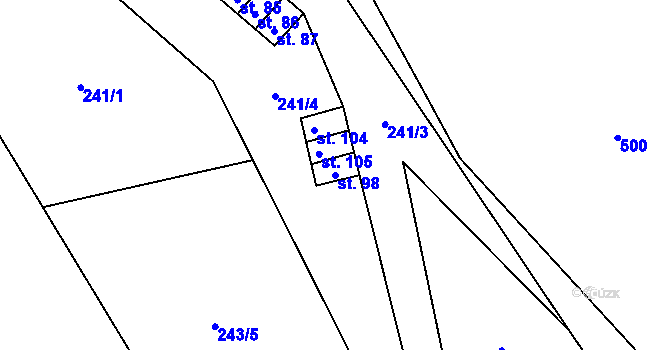 Parcela st. 98 v KÚ Podolí u Přerova, Katastrální mapa