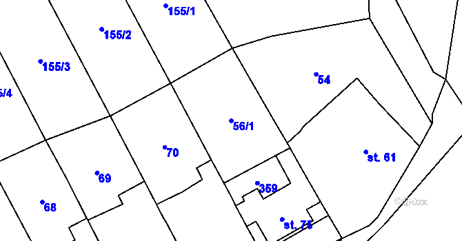 Parcela st. 56/1 v KÚ Podolí u Přerova, Katastrální mapa