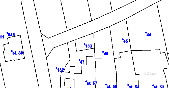 Parcela st. 133 v KÚ Podolí u Přerova, Katastrální mapa