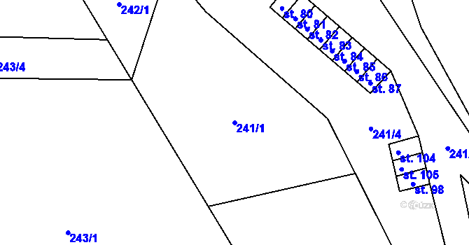 Parcela st. 241/1 v KÚ Podolí u Přerova, Katastrální mapa