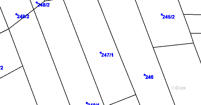 Parcela st. 247/1 v KÚ Podolí u Přerova, Katastrální mapa