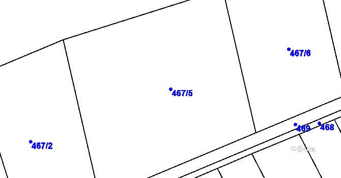 Parcela st. 467/5 v KÚ Podolí u Přerova, Katastrální mapa