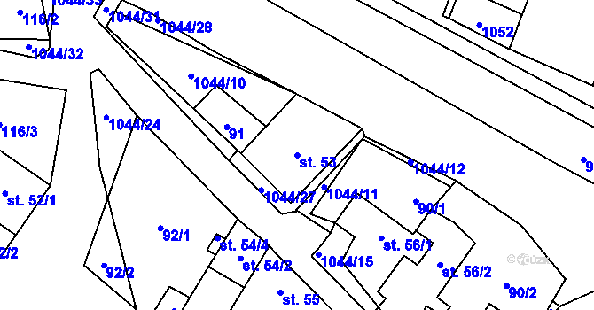 Parcela st. 53 v KÚ Podolí u Mohelnice, Katastrální mapa