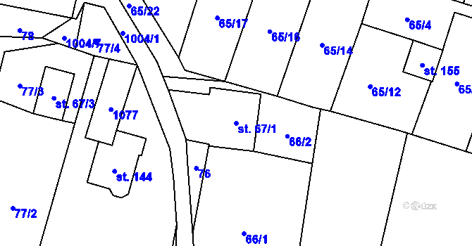 Parcela st. 67/1 v KÚ Podolí u Mohelnice, Katastrální mapa
