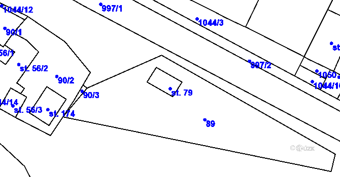 Parcela st. 79 v KÚ Podolí u Mohelnice, Katastrální mapa
