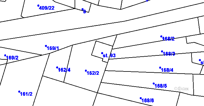 Parcela st. 93 v KÚ Podolí u Mohelnice, Katastrální mapa