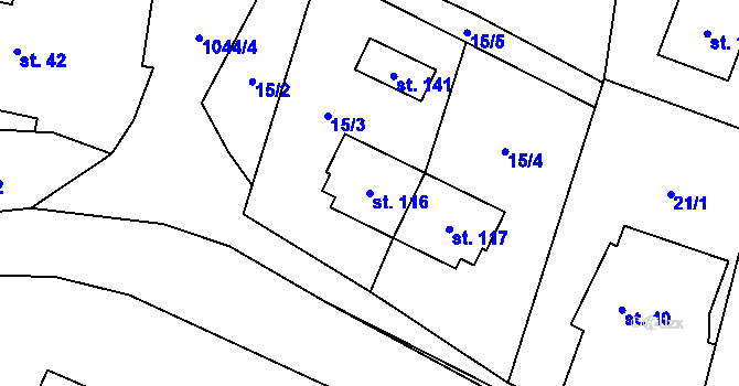 Parcela st. 116 v KÚ Podolí u Mohelnice, Katastrální mapa