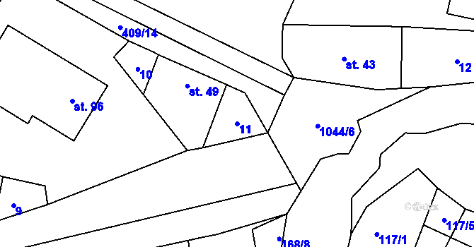 Parcela st. 11 v KÚ Podolí u Mohelnice, Katastrální mapa