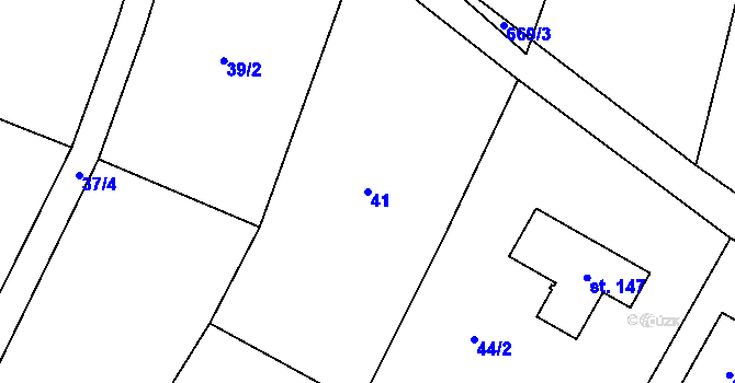 Parcela st. 41 v KÚ Podolí u Mohelnice, Katastrální mapa