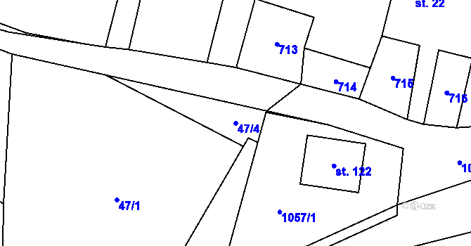 Parcela st. 47/4 v KÚ Podolí u Mohelnice, Katastrální mapa