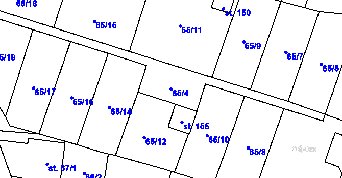 Parcela st. 65/4 v KÚ Podolí u Mohelnice, Katastrální mapa