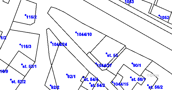 Parcela st. 91 v KÚ Podolí u Mohelnice, Katastrální mapa