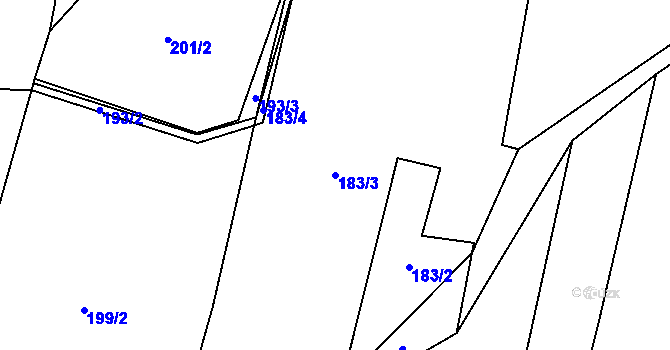 Parcela st. 183/3 v KÚ Podolí u Mohelnice, Katastrální mapa