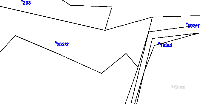 Parcela st. 202/1 v KÚ Podolí u Mohelnice, Katastrální mapa