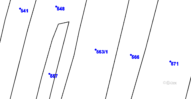 Parcela st. 563/1 v KÚ Podolí u Mohelnice, Katastrální mapa