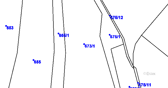 Parcela st. 673/1 v KÚ Podolí u Mohelnice, Katastrální mapa
