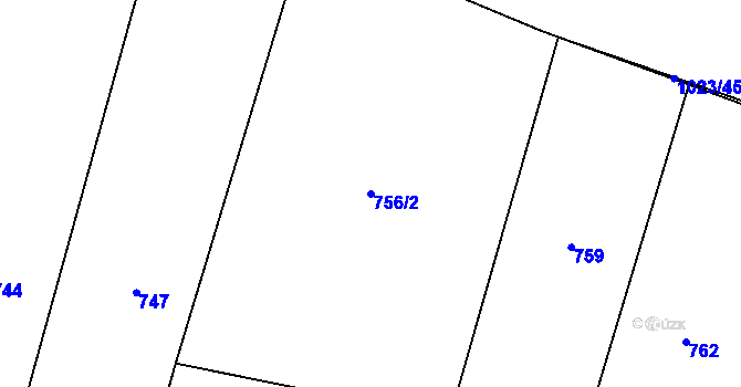 Parcela st. 756/2 v KÚ Podolí u Mohelnice, Katastrální mapa