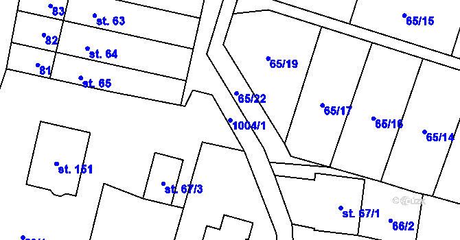 Parcela st. 1004/1 v KÚ Podolí u Mohelnice, Katastrální mapa