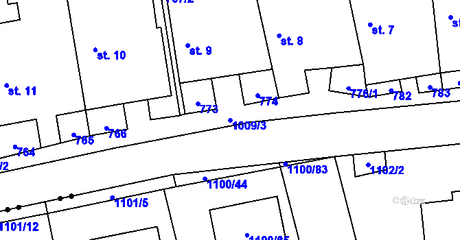 Parcela st. 1009/3 v KÚ Podolí u Mohelnice, Katastrální mapa