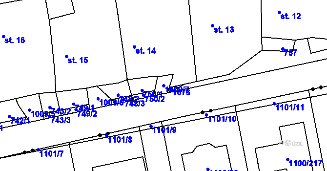 Parcela st. 1009/7 v KÚ Podolí u Mohelnice, Katastrální mapa