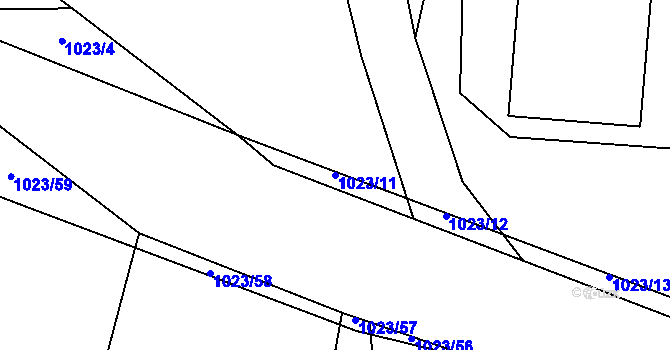 Parcela st. 1023/11 v KÚ Podolí u Mohelnice, Katastrální mapa