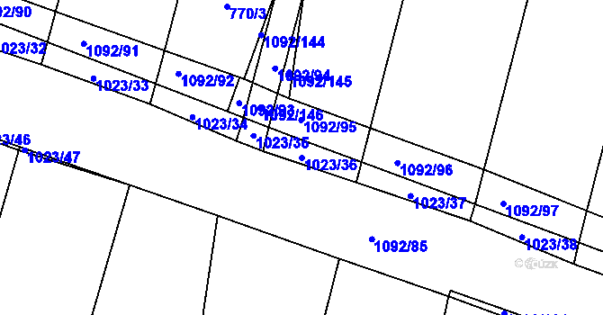 Parcela st. 1023/36 v KÚ Podolí u Mohelnice, Katastrální mapa