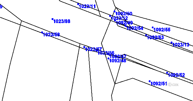 Parcela st. 1023/56 v KÚ Podolí u Mohelnice, Katastrální mapa