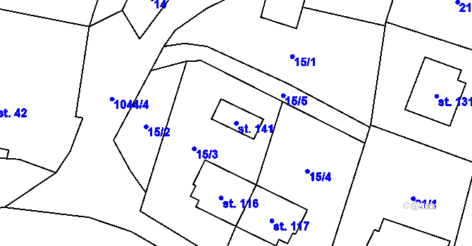 Parcela st. 141 v KÚ Podolí u Mohelnice, Katastrální mapa