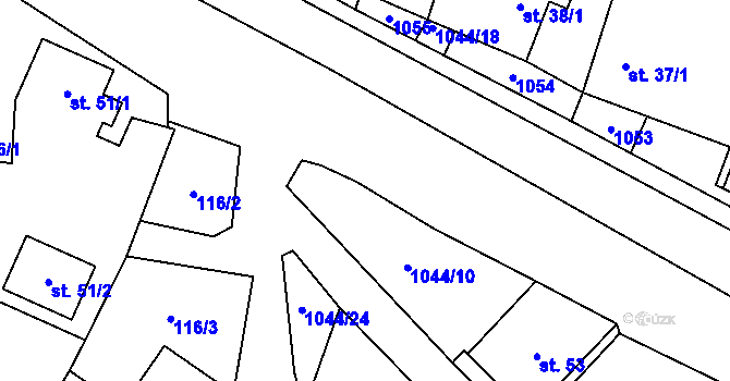 Parcela st. 1044/28 v KÚ Podolí u Mohelnice, Katastrální mapa