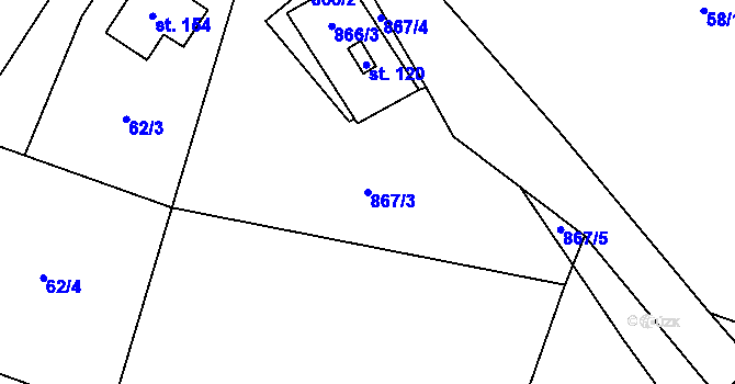 Parcela st. 867/3 v KÚ Podolí u Mohelnice, Katastrální mapa