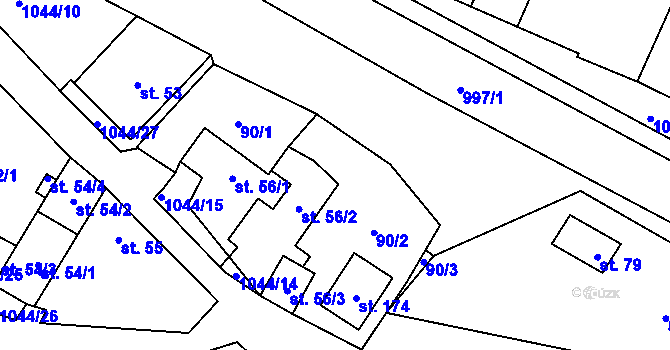 Parcela st. 90/4 v KÚ Podolí u Mohelnice, Katastrální mapa