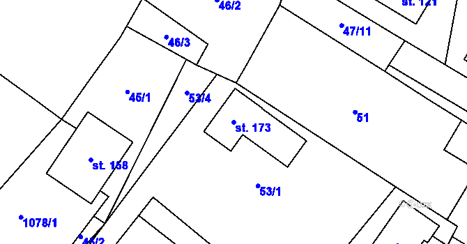 Parcela st. 173 v KÚ Podolí u Mohelnice, Katastrální mapa