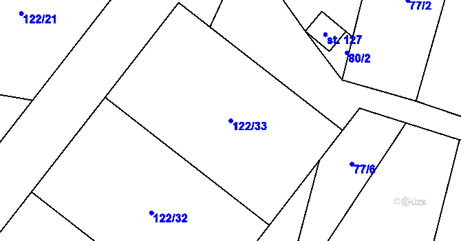 Parcela st. 122/33 v KÚ Podolí u Mohelnice, Katastrální mapa
