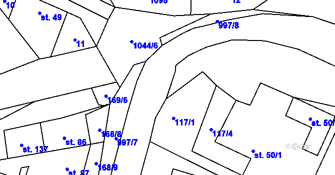 Parcela st. 1044/34 v KÚ Podolí u Mohelnice, Katastrální mapa