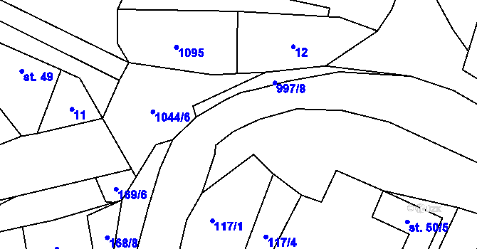 Parcela st. 1044/35 v KÚ Podolí u Mohelnice, Katastrální mapa