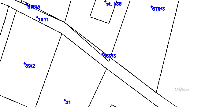 Parcela st. 669/3 v KÚ Podolí u Mohelnice, Katastrální mapa