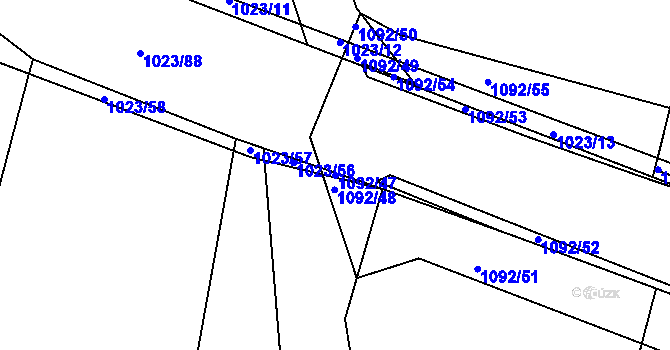 Parcela st. 1092/47 v KÚ Podolí u Mohelnice, Katastrální mapa